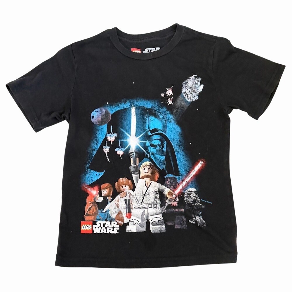 LEGO Star Wars Boys Black Graphic T-Shirt Kids Medium Luke Skywalker Darth Vader